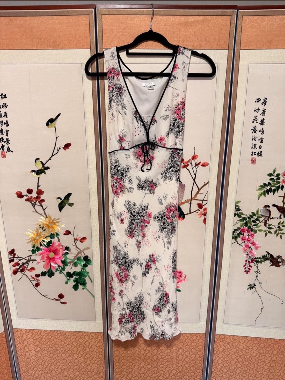 Ann Taylor Floral Maxi Dress in Ivory, Pink and Black